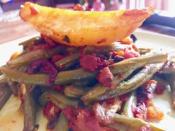 Greek string beans and potatoes, best with fresh ingredients.