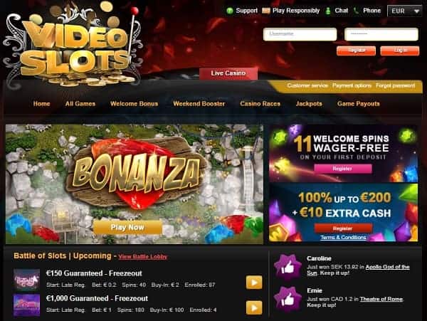Video Slots Casino 11 free spins bonus