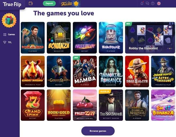 True Flip Casino website