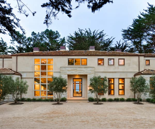 glass front door to complete beige color limestone exterior for contemporary luxury