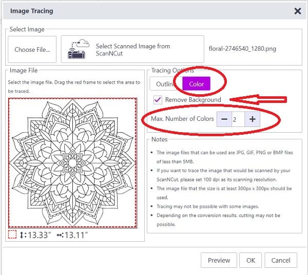 Canvas Workspace Trace Image main screen graphic