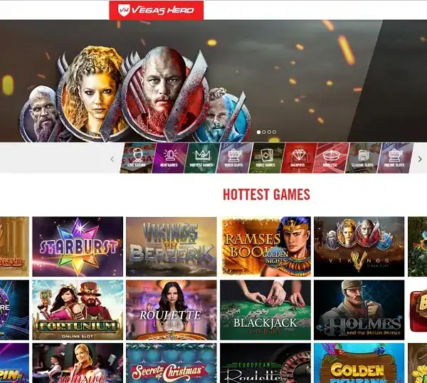 Vegas Hero Casino [register & login] 50 free spins bonus code