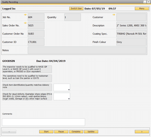 Quality Reporting Screen for SAP Business One