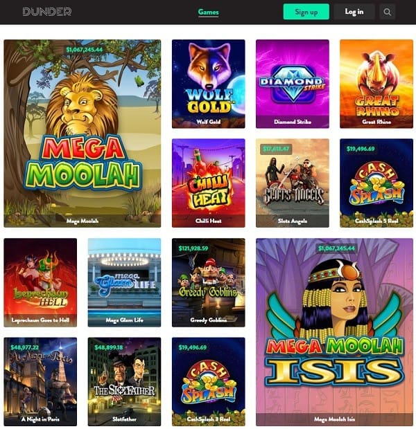 Dunder main page / screen