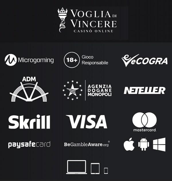 Voglia di Vincere Casino Bonus e promozioni, Giochi e software, Transazioni e sicurezza, Assistenza