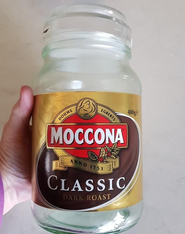 Moccona jar re-purposed for fairy light jar