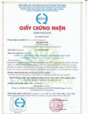 chứng nhận khi mua đèn LED