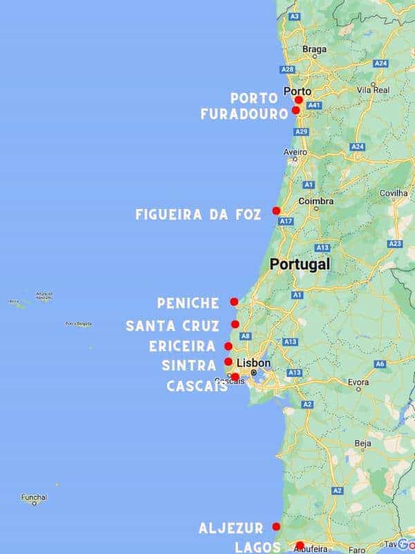 Map of Location of Best Surf Yoga Retreat Portugal
