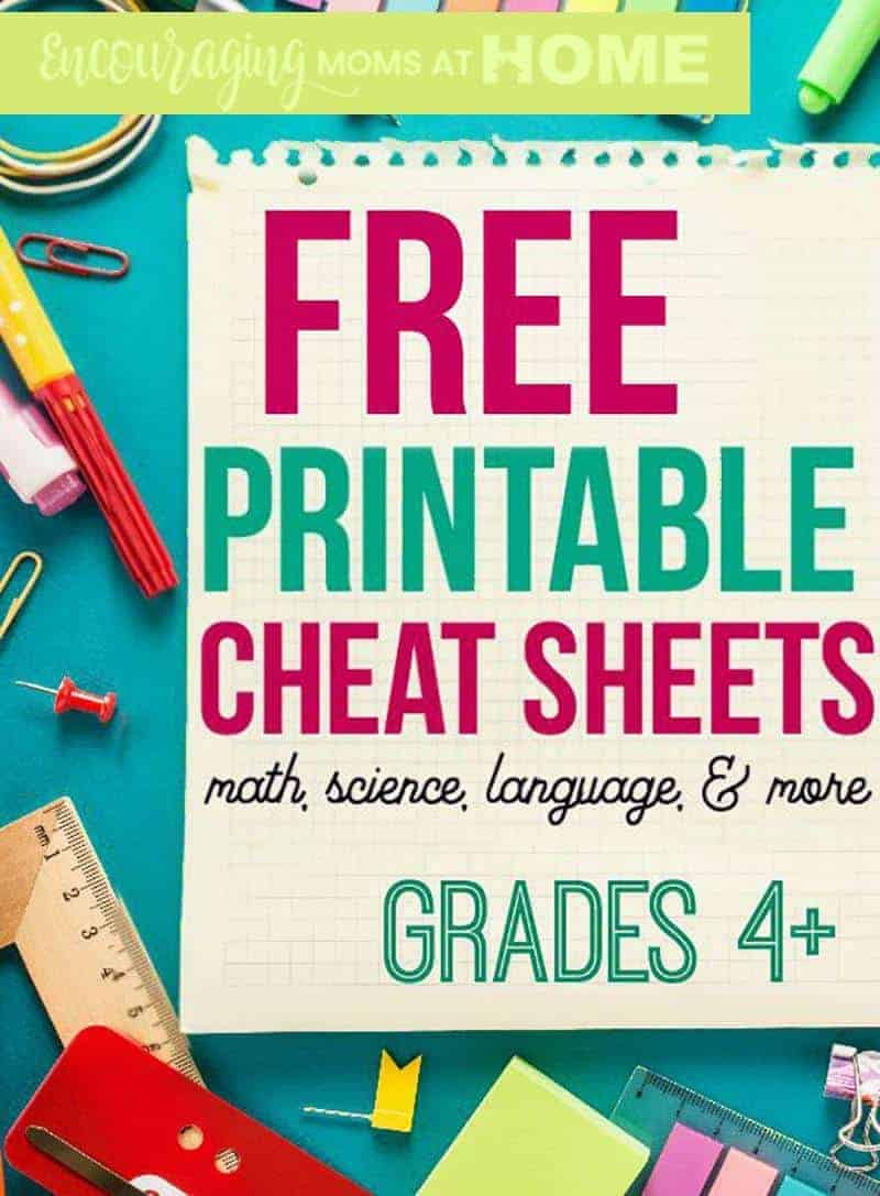 Free Printable Cheat Sheets for Grades 4-12