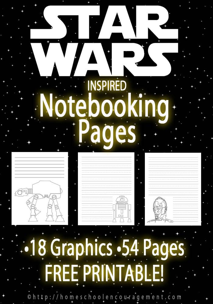 Free Printable Star Wars Notebooking Pages set from Homeschool Encouragement. Star Wars Writing Paper