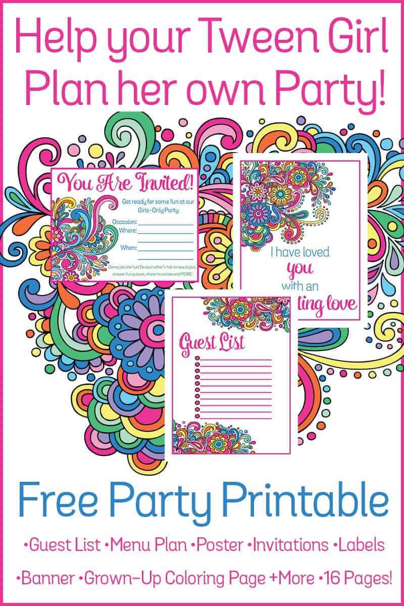 Is your Tween girl planning a party?  Need some great ideas to help get the planning started? Try our FREE printable party and decor planner to help them as they plan the theme, the guest list, the invitations, and more. 