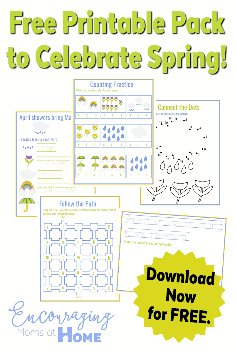 Searching for FREE printables with a Spring theme?  Take a look at our preschool activity pack that includes letter and number recognition, counting, and more.