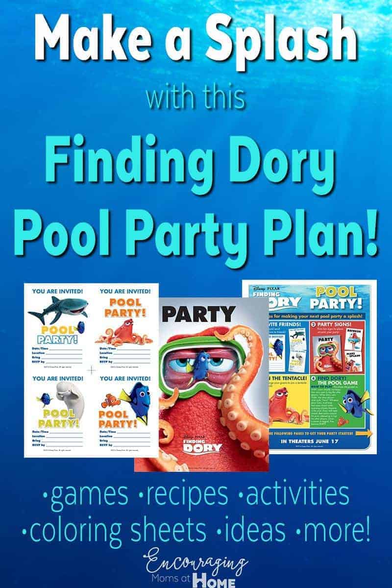 Planning a Pool Party for your Finding Dory fan this summer?  Try our FREE Pool Party Printable Pack that has ideas for food, games, activities and more.