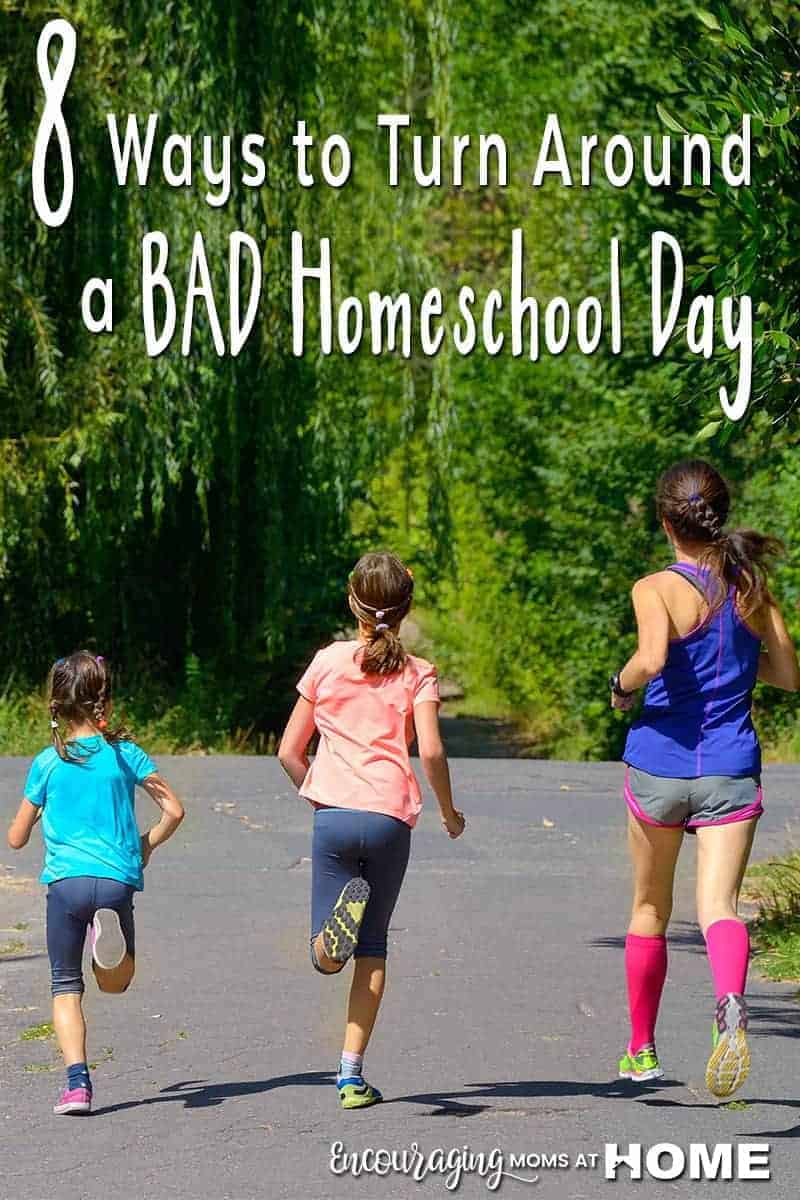 Do your homeschool days always go exactly as planned? Most never do. And some are just plain horrible. You can turn them around! Here are 8 simple tips to help you turn your day around and ultimately help you have fewer less than ideal days.