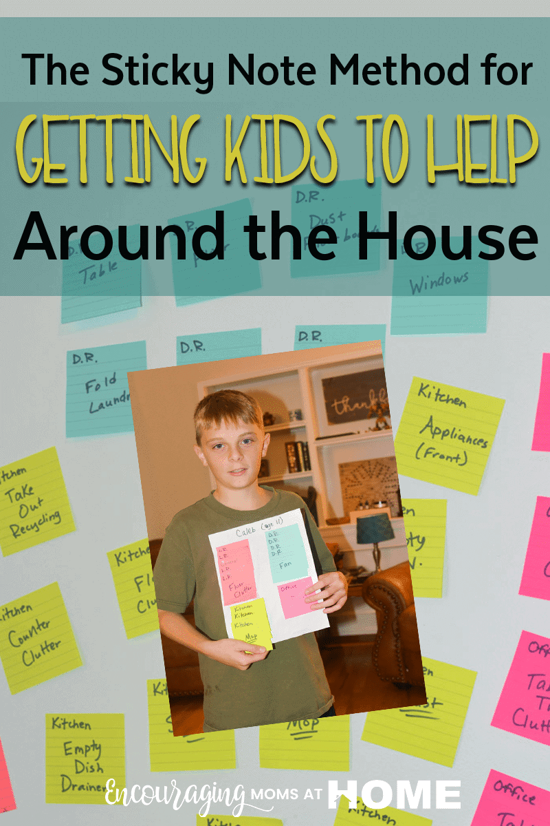 Looking for a fun way to get your kids to help out around the house?  Try the Sticky Note Method! You can color coordinate by room, number the tasks, etc.  However you set your Sticky Note Method up, it is sure to be fun for the whole family and a great way to tackle everything on your cleaning list.