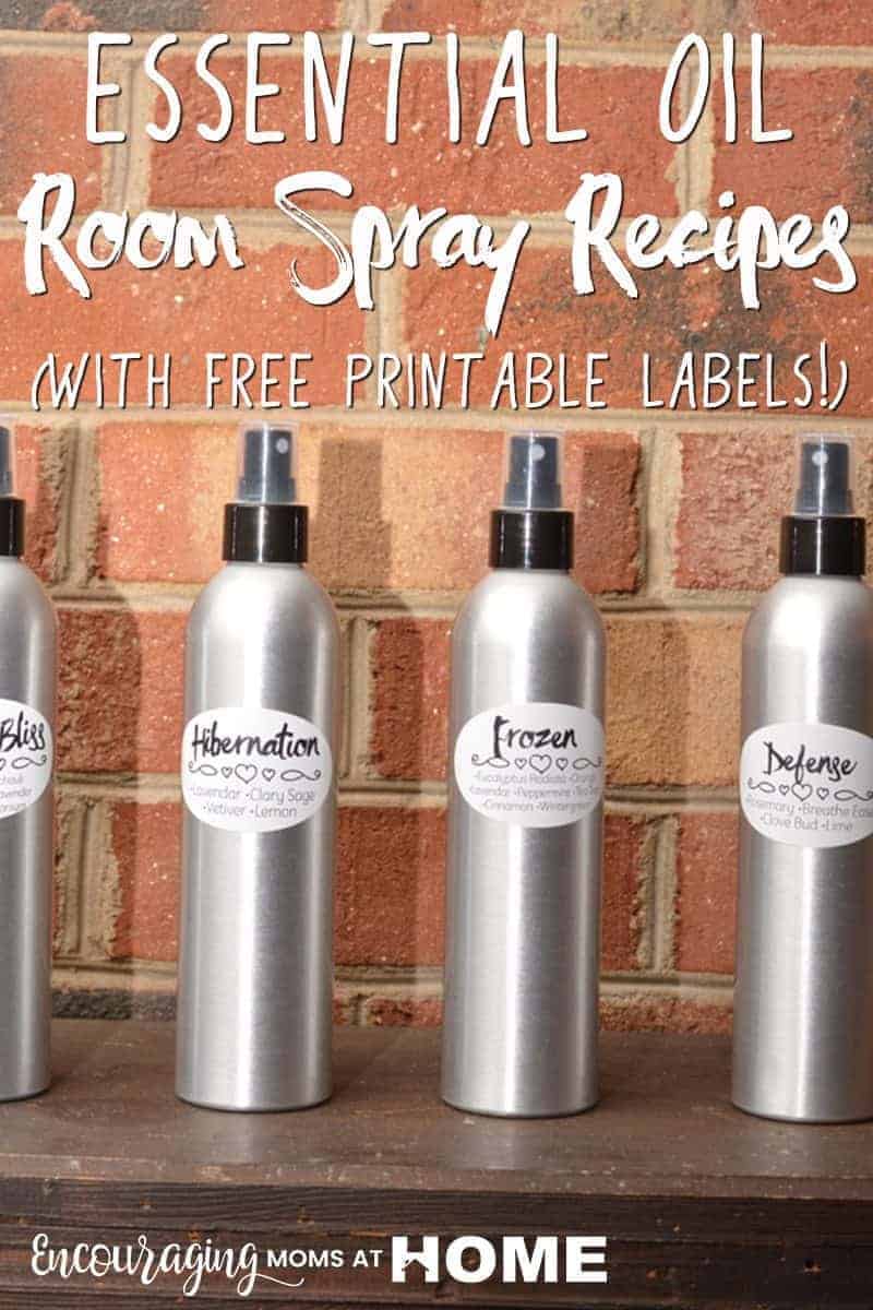 Essential Oil Room Spray Recipes with free Printable Labels. Blend Recipes for Essential Oils.