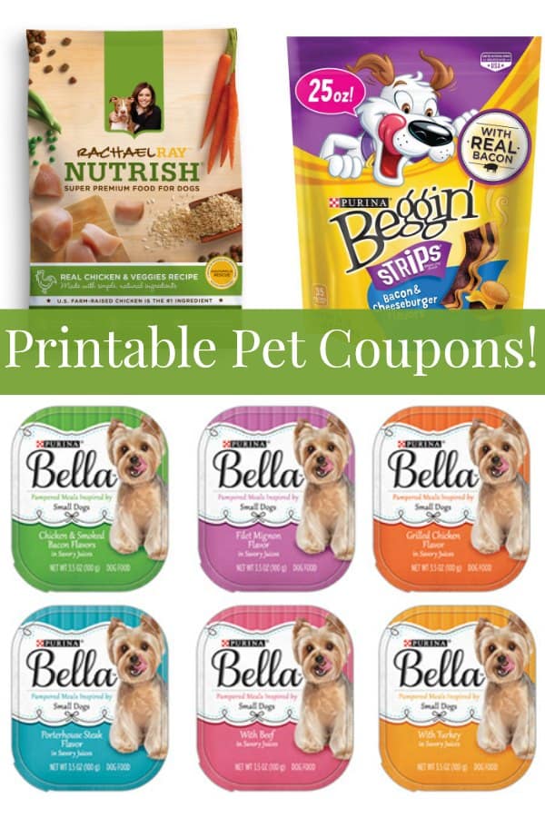 Printable Pet Coupons Purina, Rachael Ray, Bella, Vita Bone Pet Coupon Savings