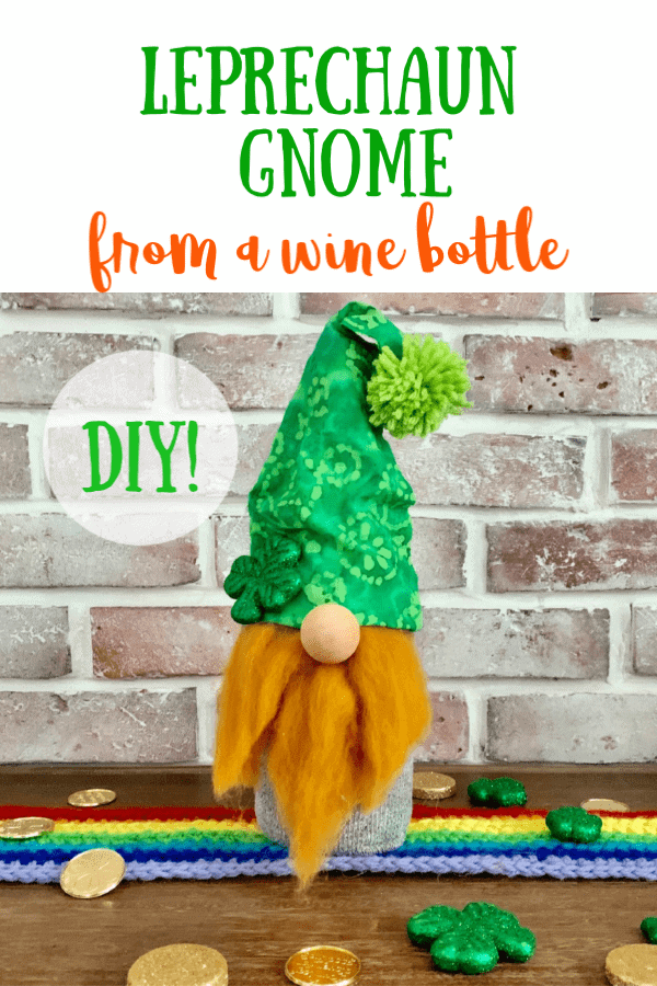 Leprechaun gnome craft make from a sock and wine bottle