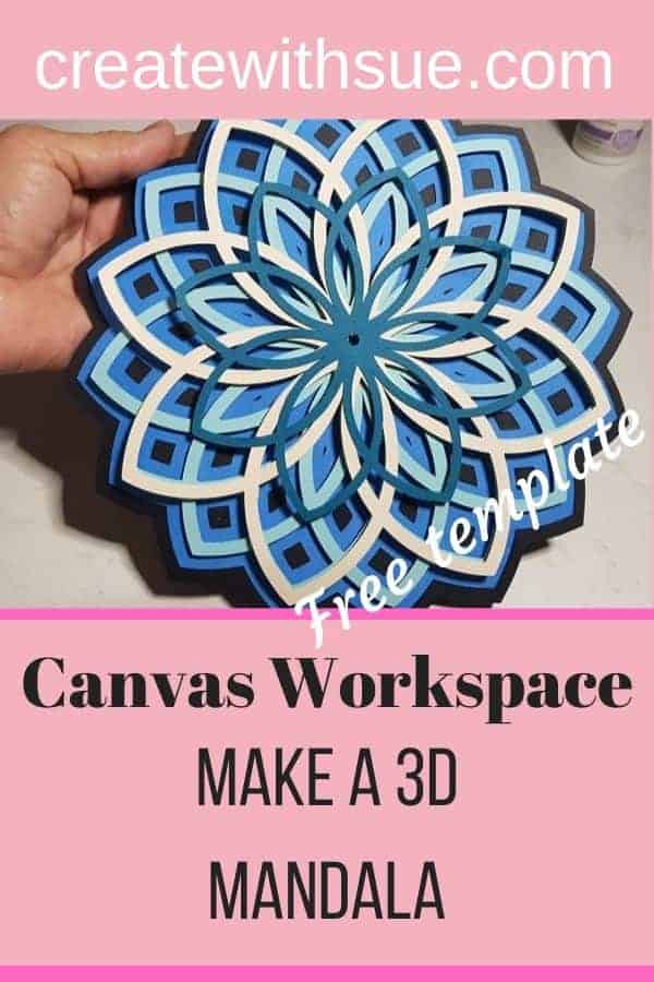 PInterest pin for 3D mandala with free template included