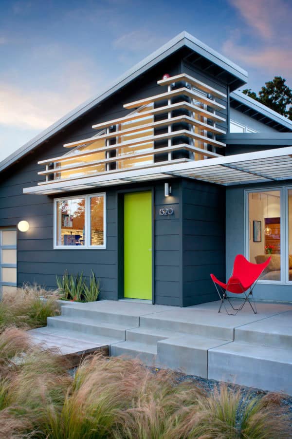 unique idea to contrast neon colors with industrial concrete steps for a funky and attractive resident