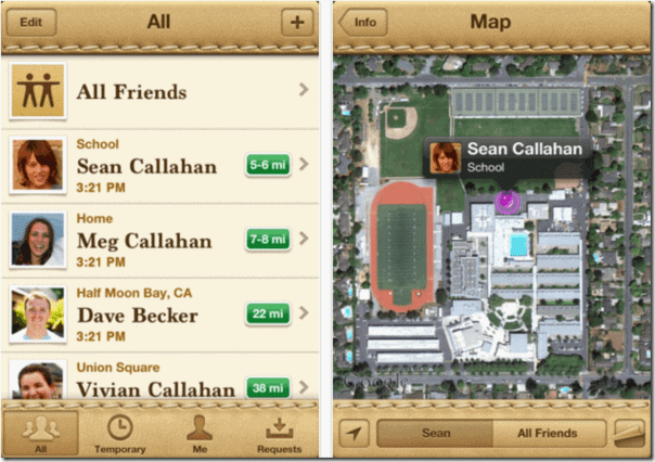 apple find my friends app view