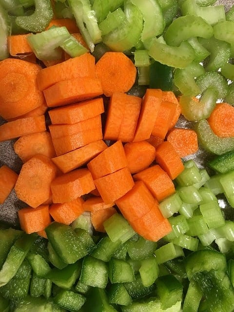 Chopped celery and carrots