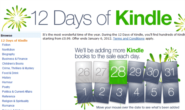 amazon 12 days of kindle christmas 2011