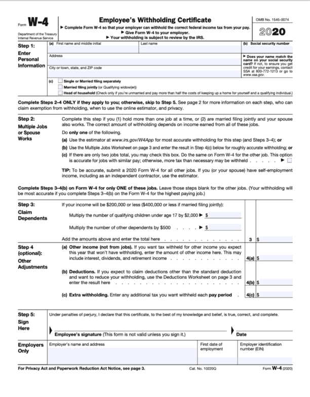 New redesigned w-4 form
