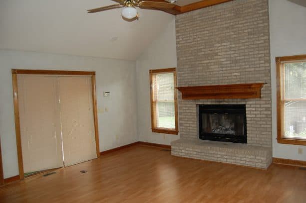 the fireplace and overmantel before getting stained