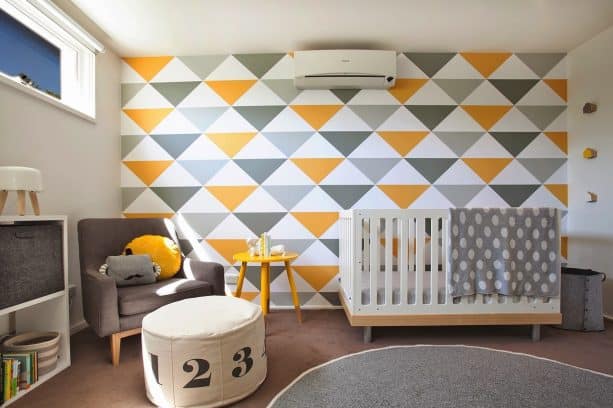 triangle pattern wallpaper with grey and yellow theme