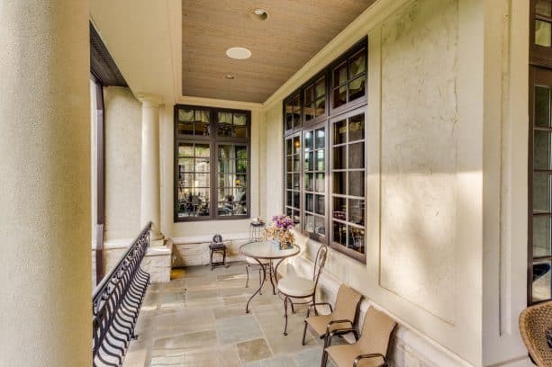 beige color combination stamped concrete in a traditional patio