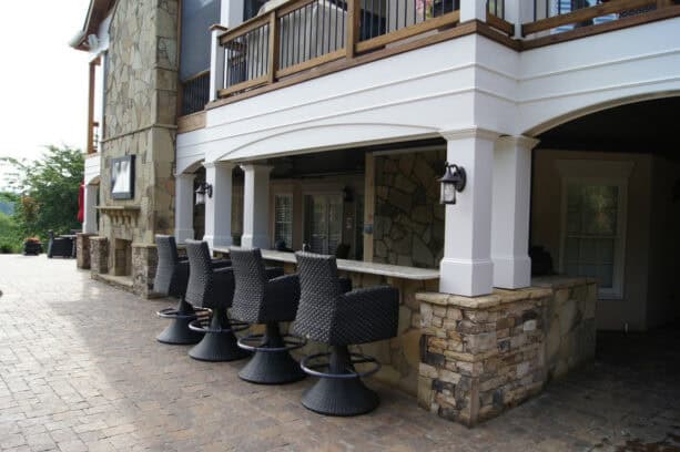 outdoor bar in an under deck patio