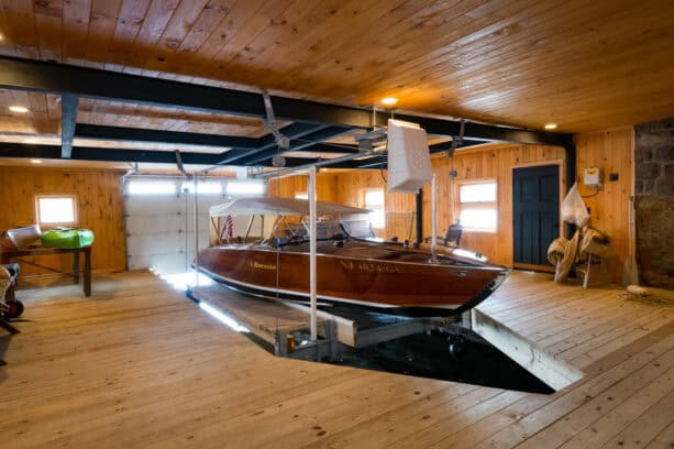 red cedar vertical panel garage wall covering that matches the ceiling