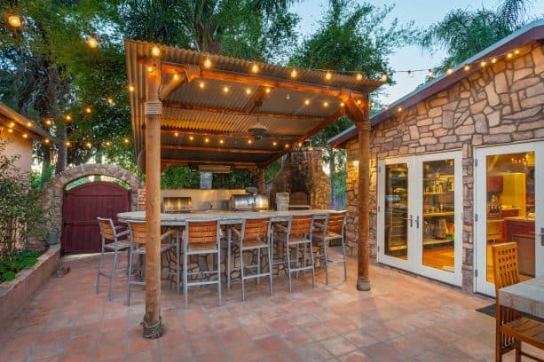 a galvalume aluminum roof covering a tropical patio