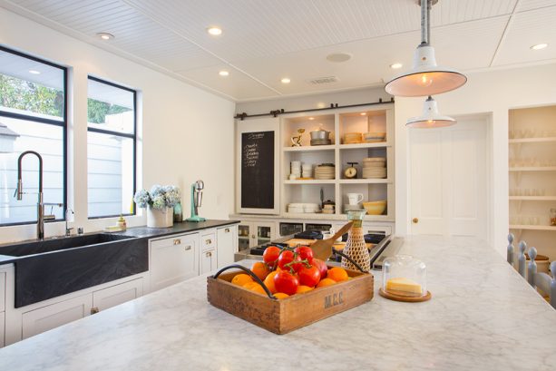 chalkboard sliding door in barn style for a kitchen cabinet