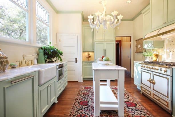 pistachio green cabinets