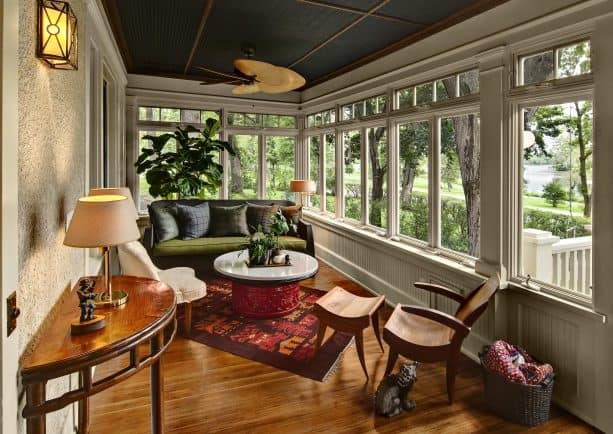 beadboard paneling in a sunroom porch