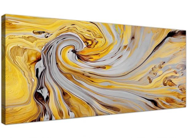 abstract mustard yellow and grey canvas wall art