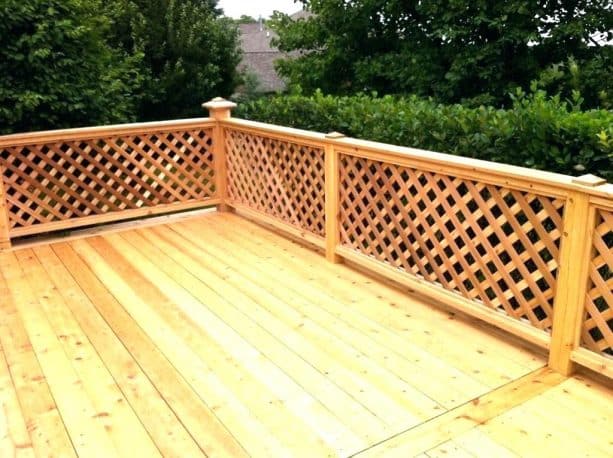 lattice railing with wood cap and posts