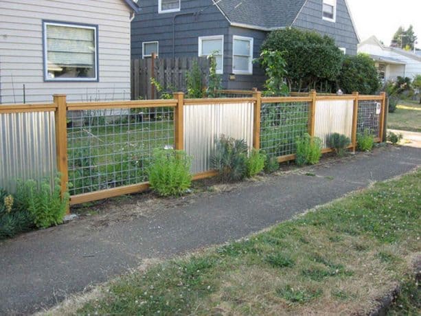 corrugated metal and wire combination for fencing