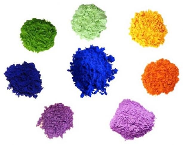 various colors of powdered pigments