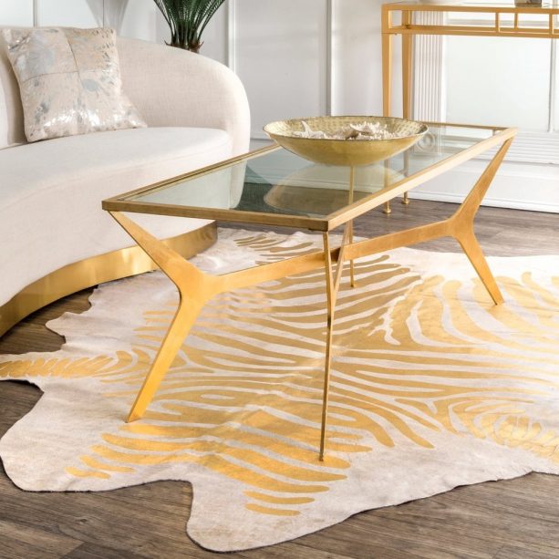 nuLOOM natural gold zebra cowhide area rug