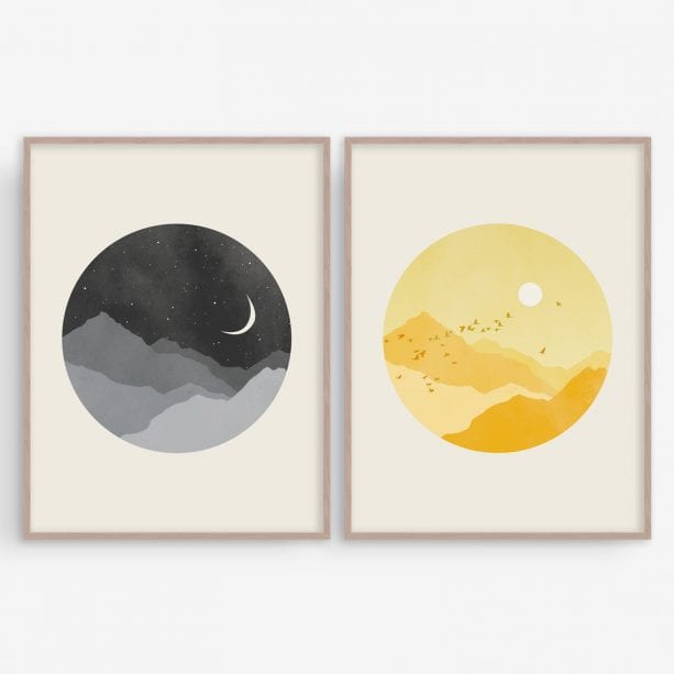 Eve Sand sun and moon wall art set