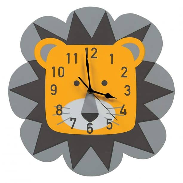 Trend Lab lion wall clock in gray and yellow