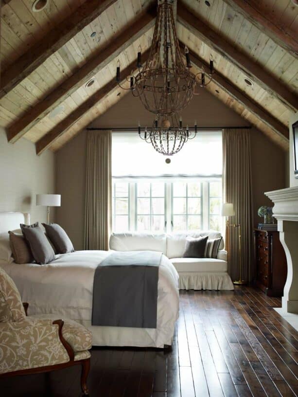 antique pine vaulted ceiling with solid oak beams