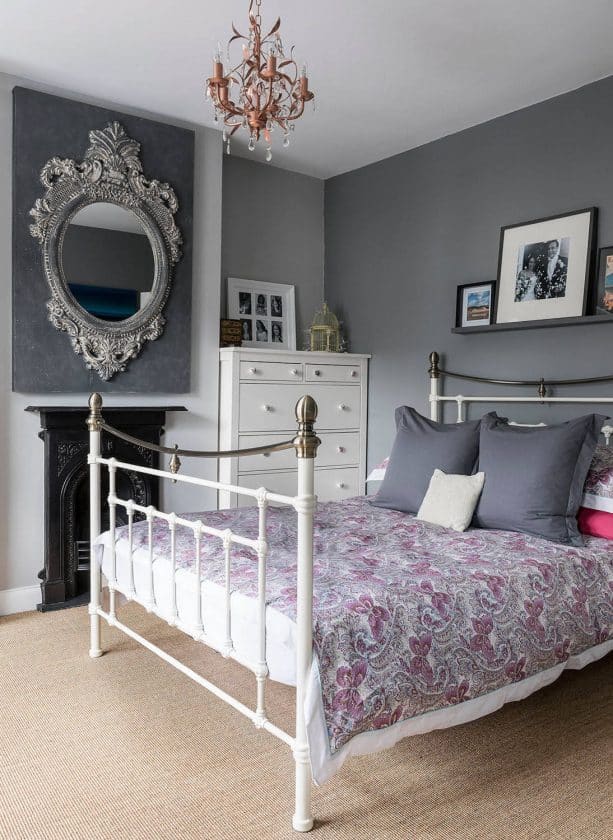 Bedroom in Basic Purple and Grey 