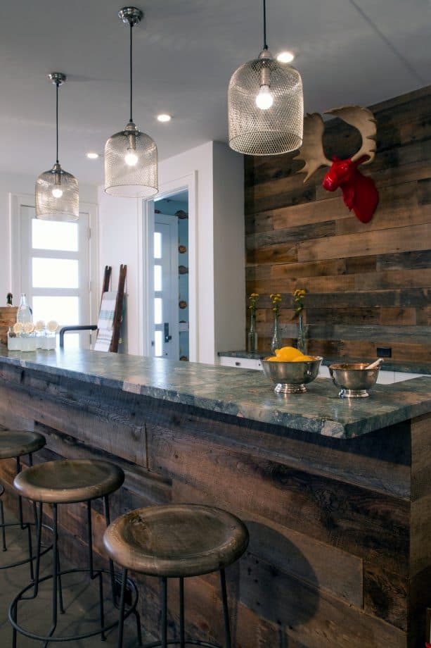 bold rustic counter-to-ceiling backsplash