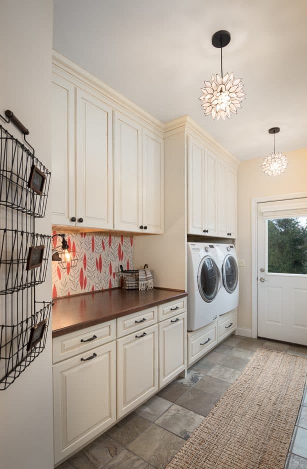 white and beige laundry room