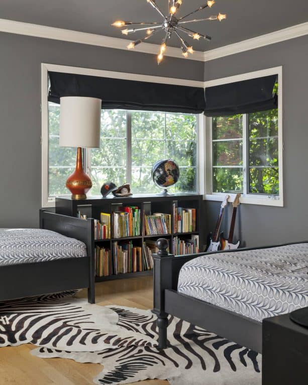 contemporary boys shared bedroom with benjamin moore chelsea gray HC-168 wall paint