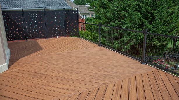black-colored metal screen as deck railing pair